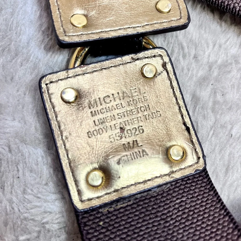 Michael Kors | Brown Elastic Belt with Brass Hardware Size M/L